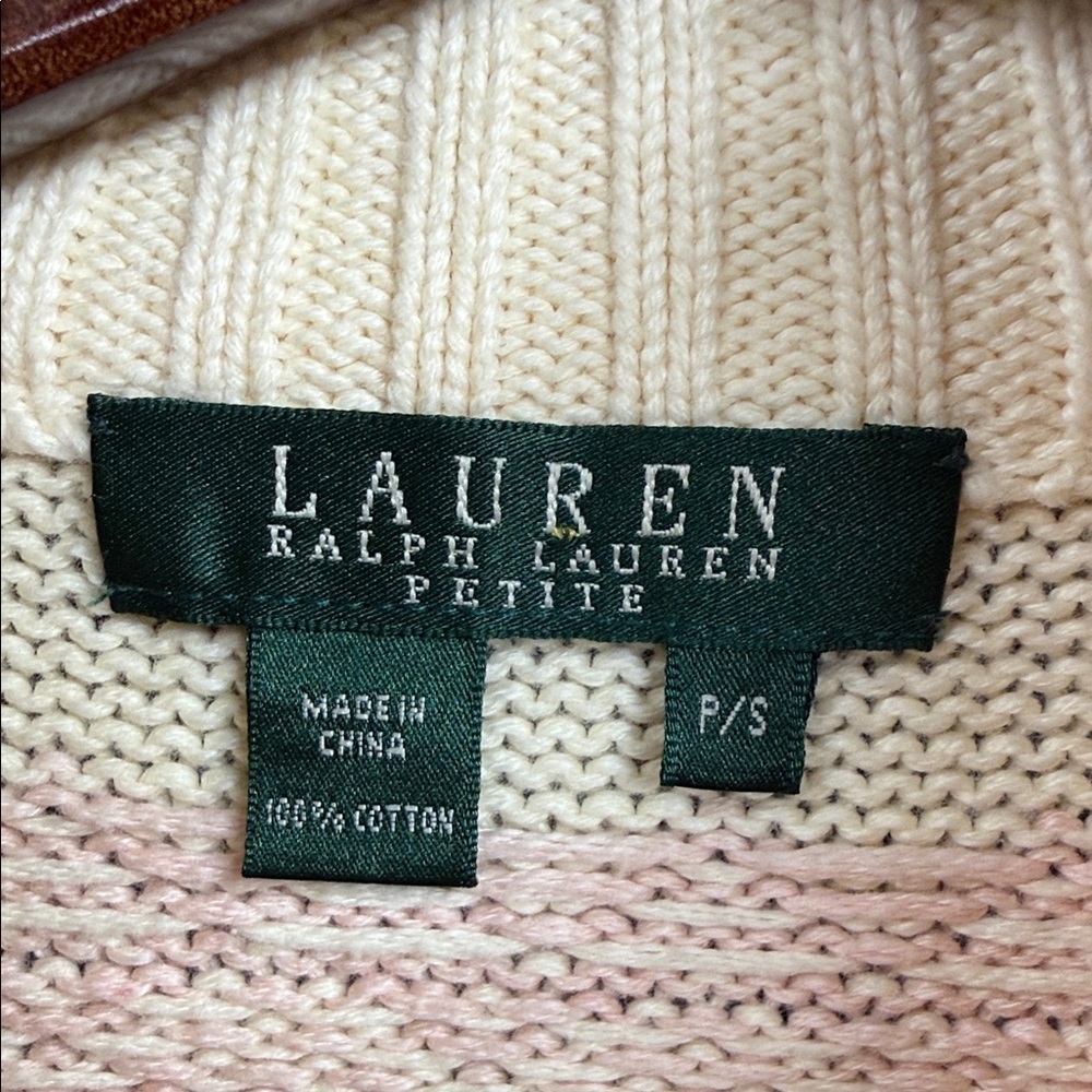 Ralph Lauren Petite Cream and Pink Sweater - Picture 2 of 6